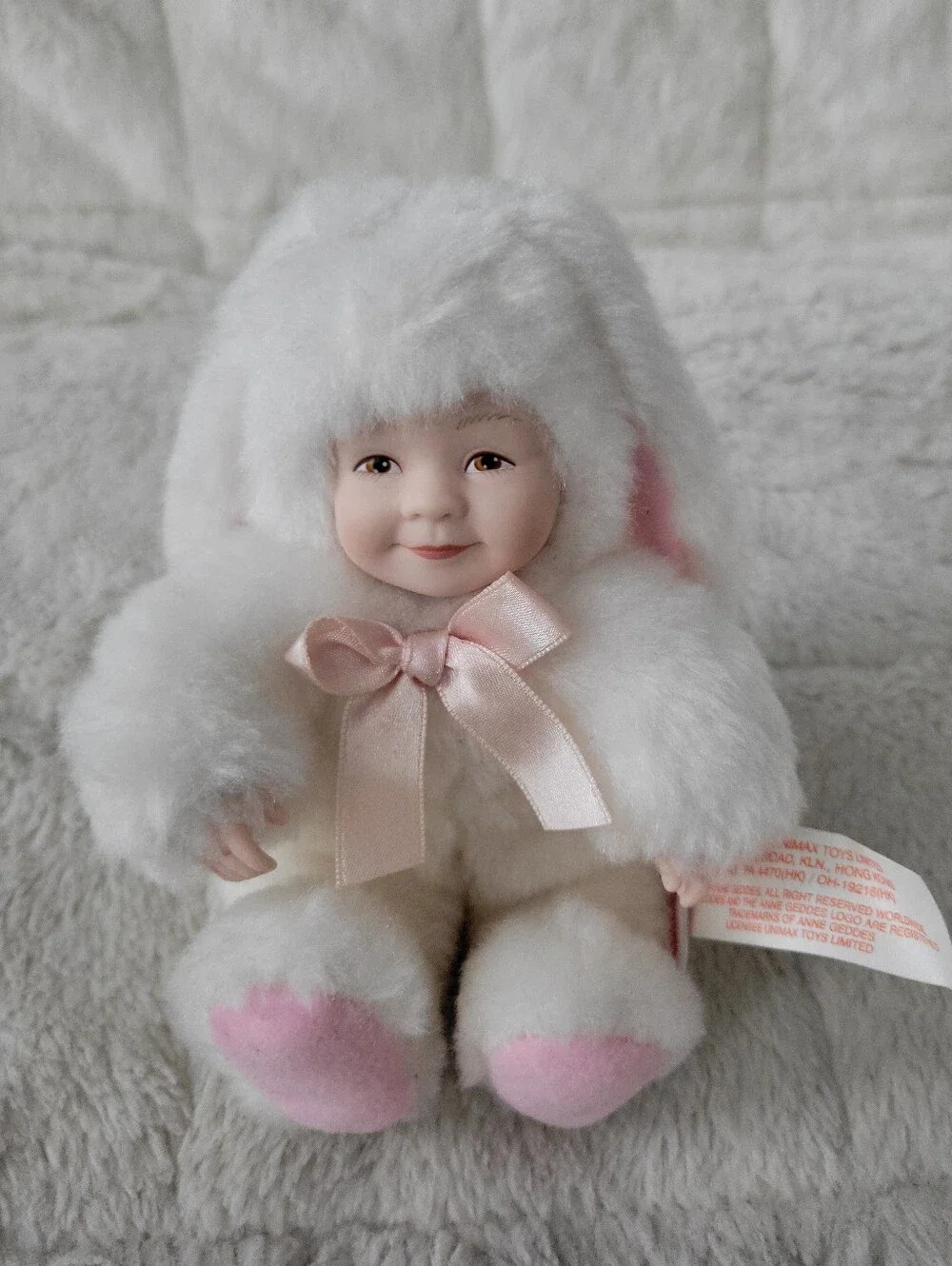 White Plush Bunny Doll with Pink Accents - Soft Kids Toy
